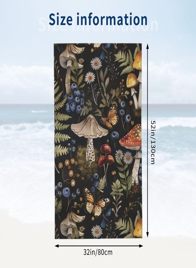 MIEPOS Vintage Mushroom Beach Towel,32x52in,Quick-Dry Sand-Free Fern Bath Towels,Microfiber Lightweight for Travel Pool Yoga Beach Outdoor Activities Decor Accessories Gifts (Mushroom Plant) - Image 3